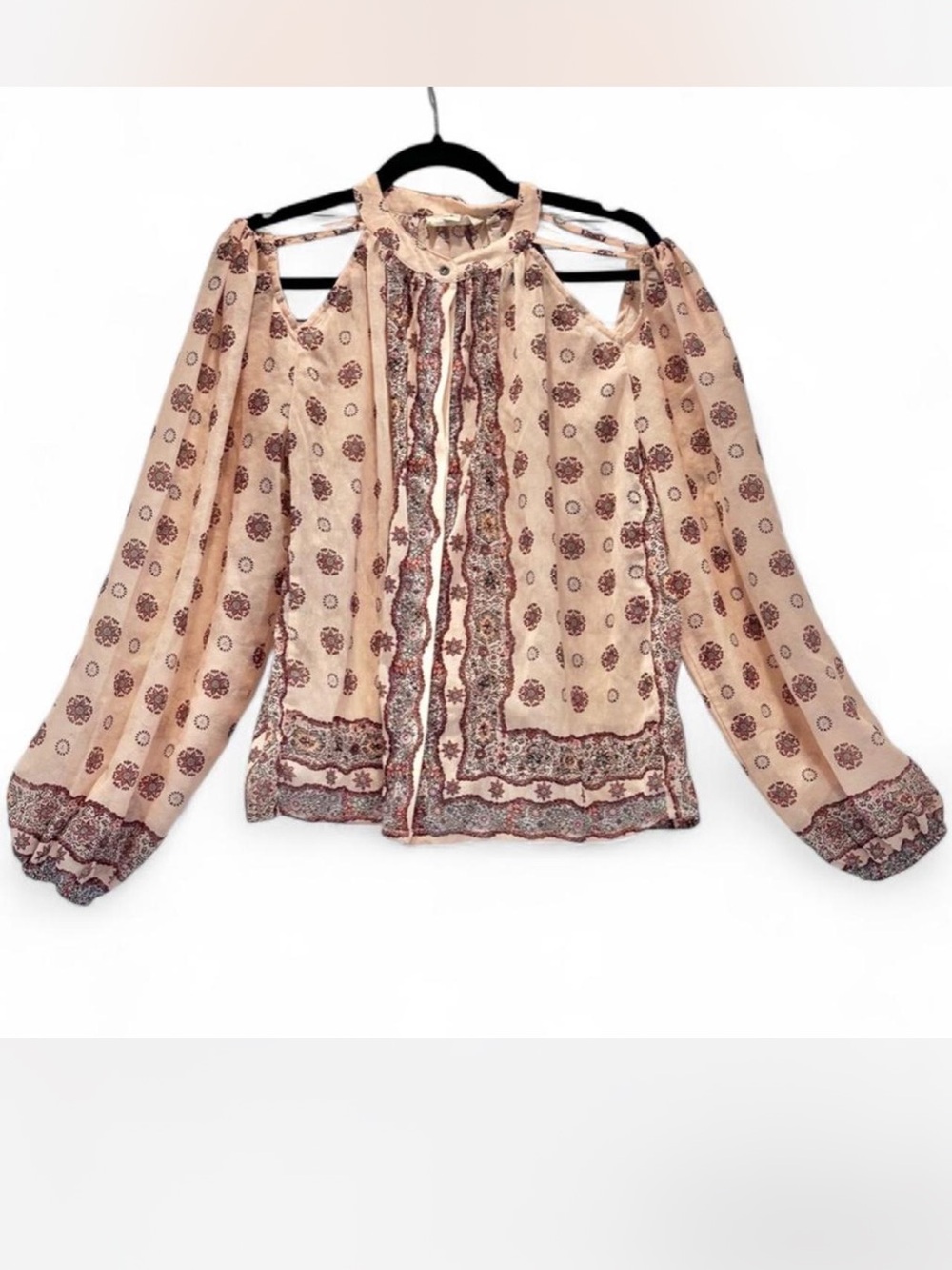 ANTHROPOLOGIE “Forever That Girl” Boho Sequin Button-Down Sheer blouse - M